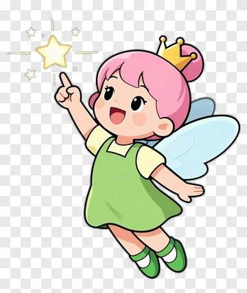 Cartoon Fairy Pointing At A Star PNG