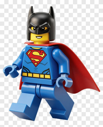 Superhero Lego Figure In Blue And Red Costume PNG