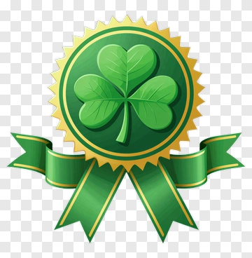 Green Shamrock Badge With Ribbon PNG
