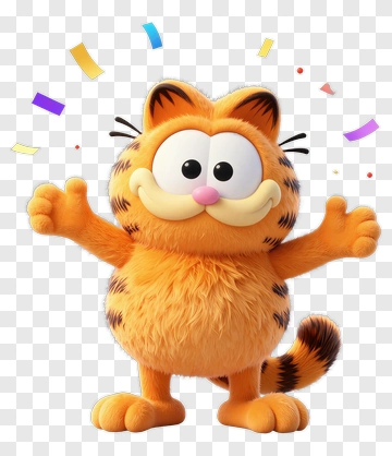 Cartoon Cat With Confetti PNG