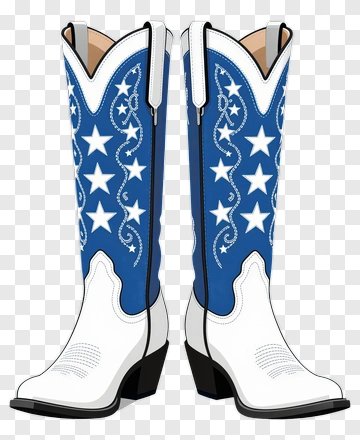 Cowboy Boots With Blue And White Design PNG