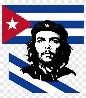 Che Guevara Silhouette With Cuban Flag PNG