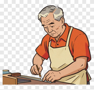 Elderly Carpenter Working On A Project PNG
