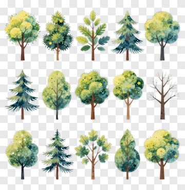 Colorful Tree Collection PNG