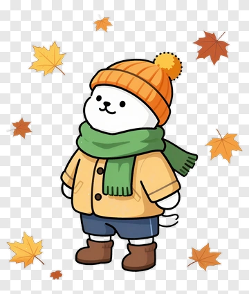 Cartoon Animal Wearing Winter Clothing PNG