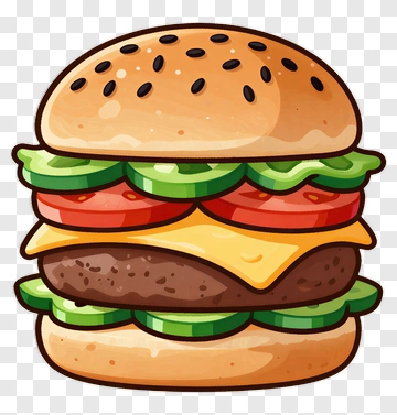 Cartoon Hamburger With Lettuce And Tomato PNG