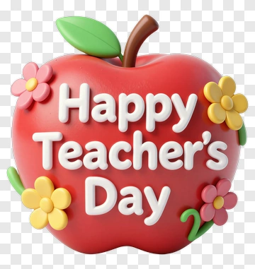 Happy Teacher's Day Apple Decoration PNG