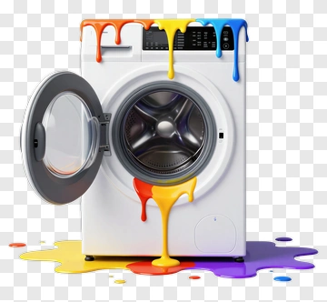 Washing Machine With Colorful Paint Spills PNG