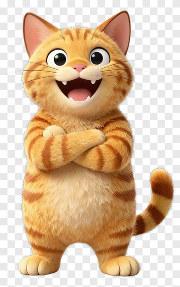 Cartoon Cat With A Happy Expression PNG
