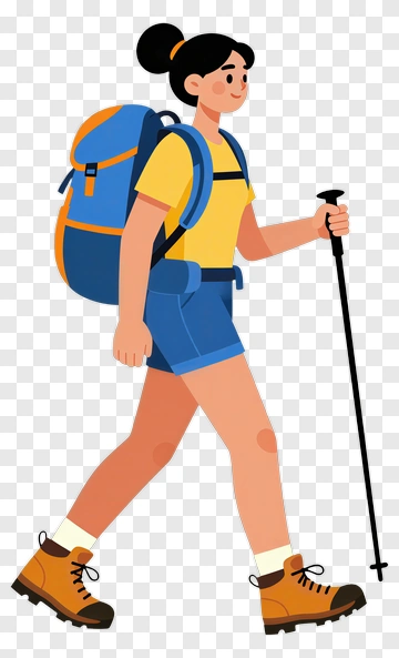 Hiker Walking With A Backpack And Trekking Pole PNG