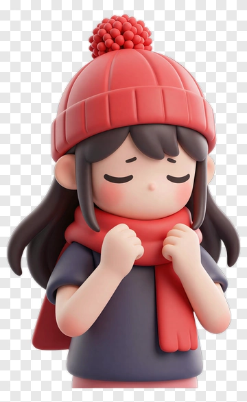 Cartoon Girl Wearing A Red Hat And Scarf PNG