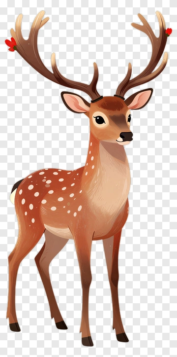 Cartoon Deer With Antlers PNG