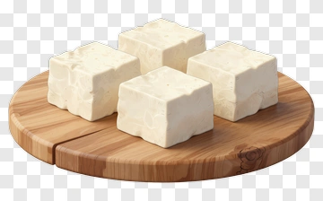 Tofu On A Wooden Cutting Board PNG