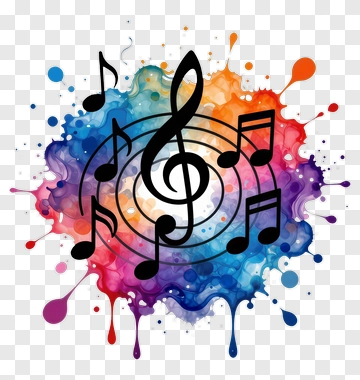 Colorful Music Notes On A Vibrant Splash Background PNG