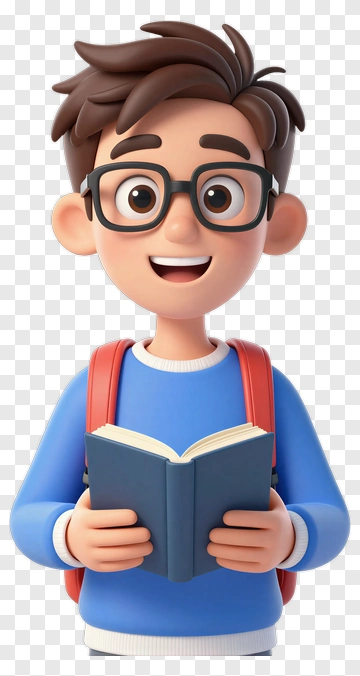 3D Student Holding A Book PNG