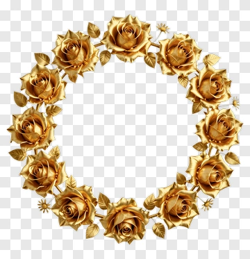 Gold Rose Wreath PNG