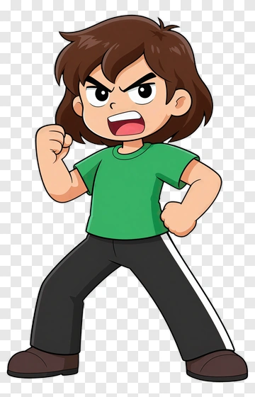 Angry Cartoon Boy Posing PNG