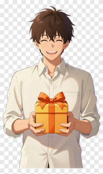 Smiling Young Man Holding A Gift Box PNG