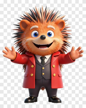 Cartoon Hedgehog In A Red Suit PNG