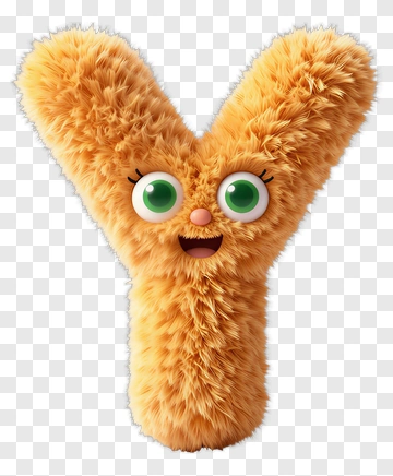 Fuzzy Cartoon Letter Y Character PNG