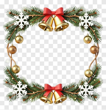 Christmas Frame With Bells And Ornaments PNG