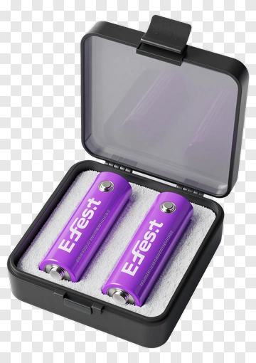 Purple Rechargeable Batteries In Storage Case PNG