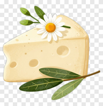 Cheese With Flower And Leaves PNG