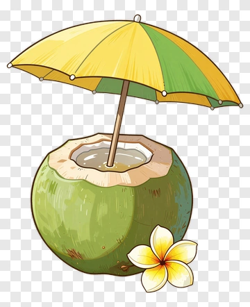 Coconut Drink With Umbrella And Flower PNG