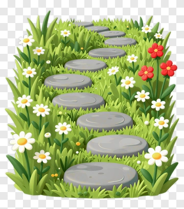 Pathway With Stones Surrounded By Flowers PNG