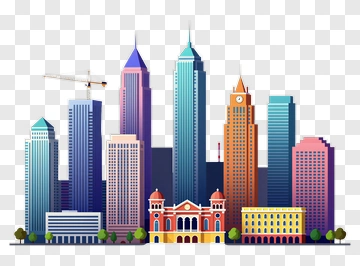 Colorful City Skyline Illustration PNG