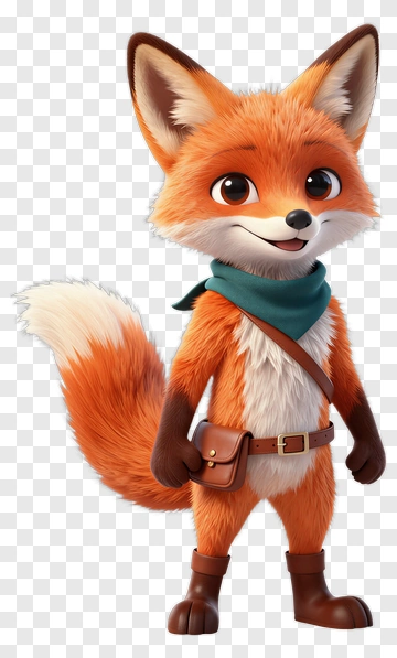 3D Fox Character With A Satchel PNG
