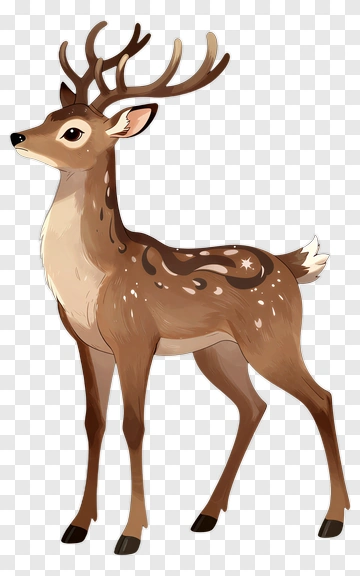 Cartoon Deer With Antlers PNG