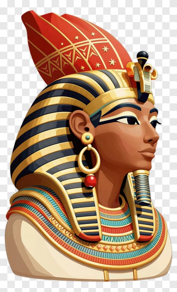Cartoon Pharaoh Bust With Gold Accessories PNG
