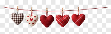 Colorful Hanging Hearts Decoration PNG