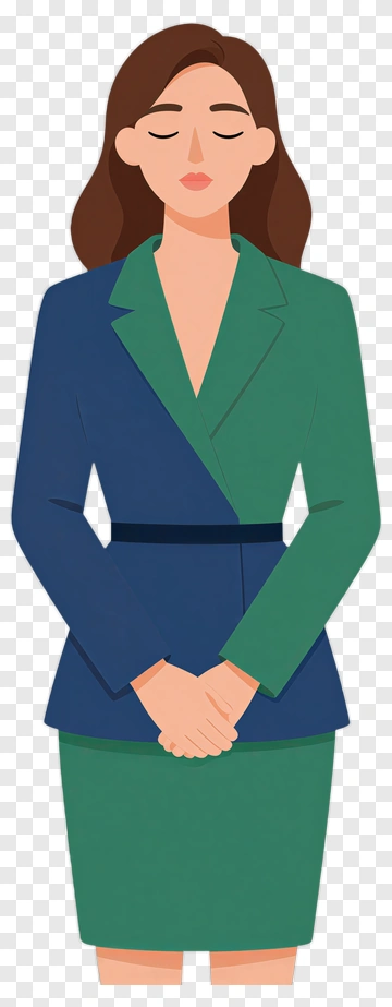 Businesswoman In A Green And Blue Suit PNG