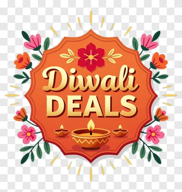 Diwali Deals Sign With Floral Decorations PNG