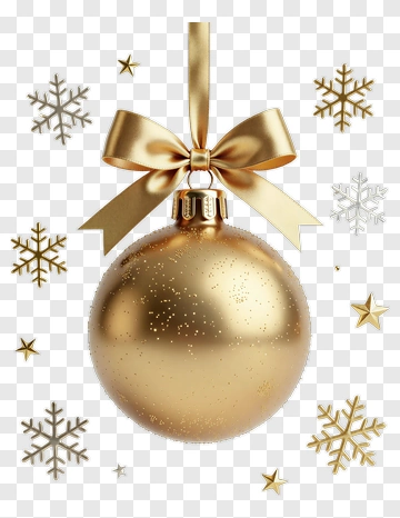 Golden Christmas Ornament With Ribbon PNG