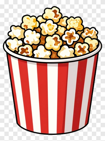 Popcorn In A Red And White Striped Bucket PNG