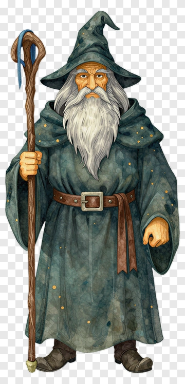 Wizard Holding A Staff PNG