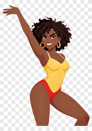 Cartoon Woman Posing In A Swimsuit PNG