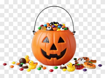 Halloween Candy Bucket Filled With Treats PNG