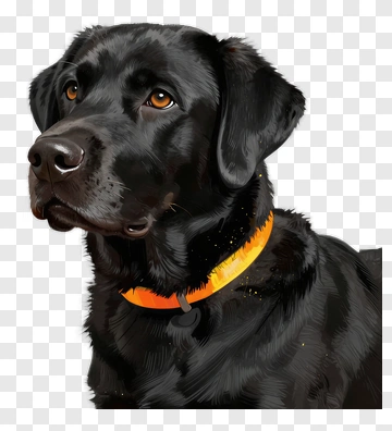 Black Labrador Retriever With An Orange Collar PNG