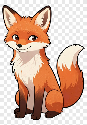 Cartoon Fox Sitting PNG