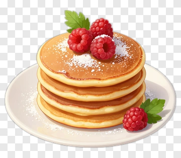 Stack Of Pancakes With Raspberries PNG