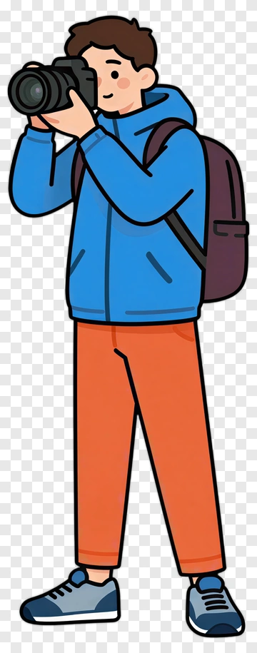 Cartoon Photographer Holding A Camera PNG