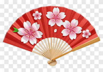 Red Folding Fan With Cherry Blossoms PNG