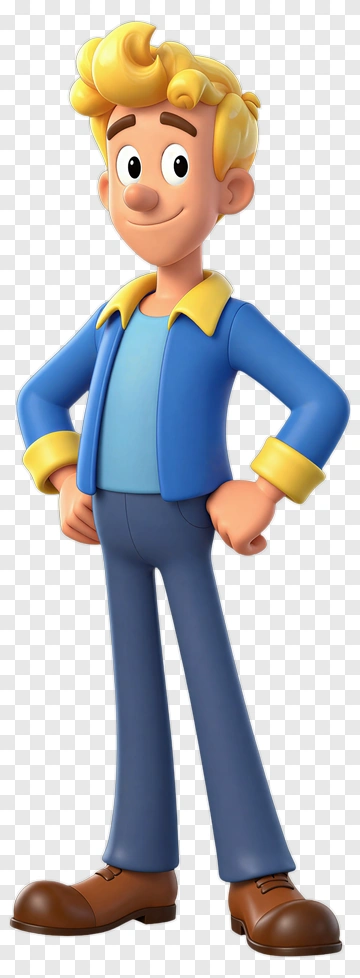 Cartoon Boy Standing Confidently PNG