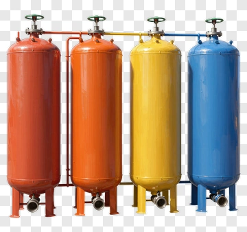 Colorful Industrial Gas Cylinders PNG