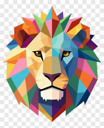 Colorful Lion Head Artwork PNG