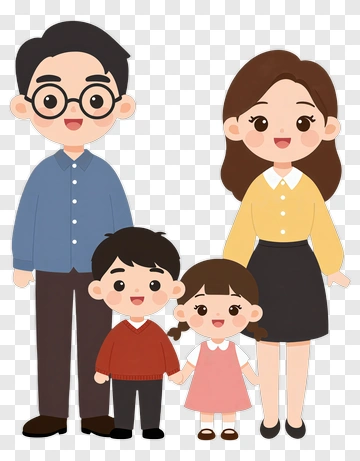Cartoon Family Holding Hands PNG